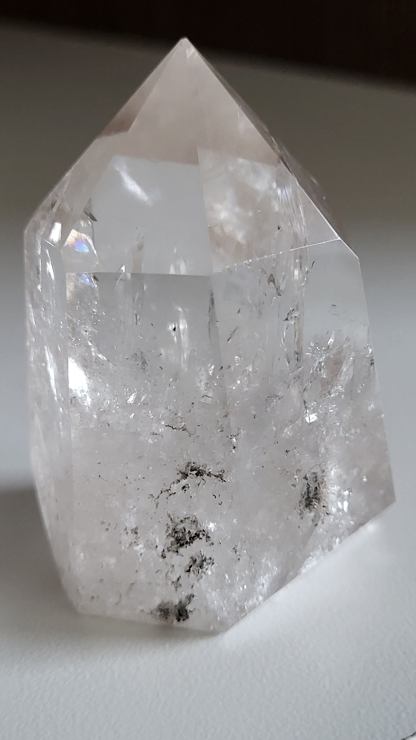 QUARTZ CRYSTAL PILLAR WITH RAINBOW INCLUSIONS- SMALL