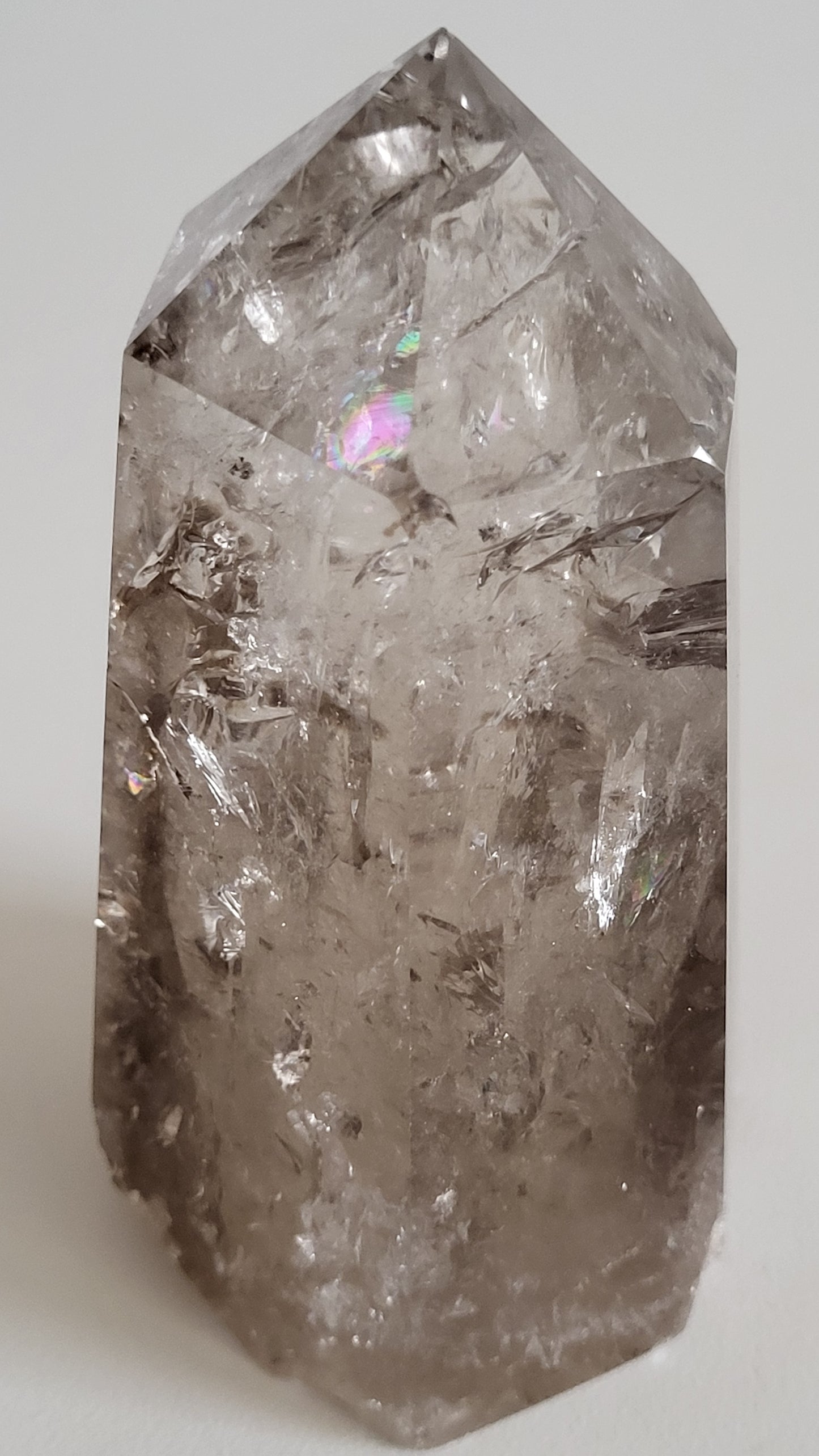 ENCHANTED RAINBOW LIGHT SMOKEY QUARTZ CRYSTAL PILLAR