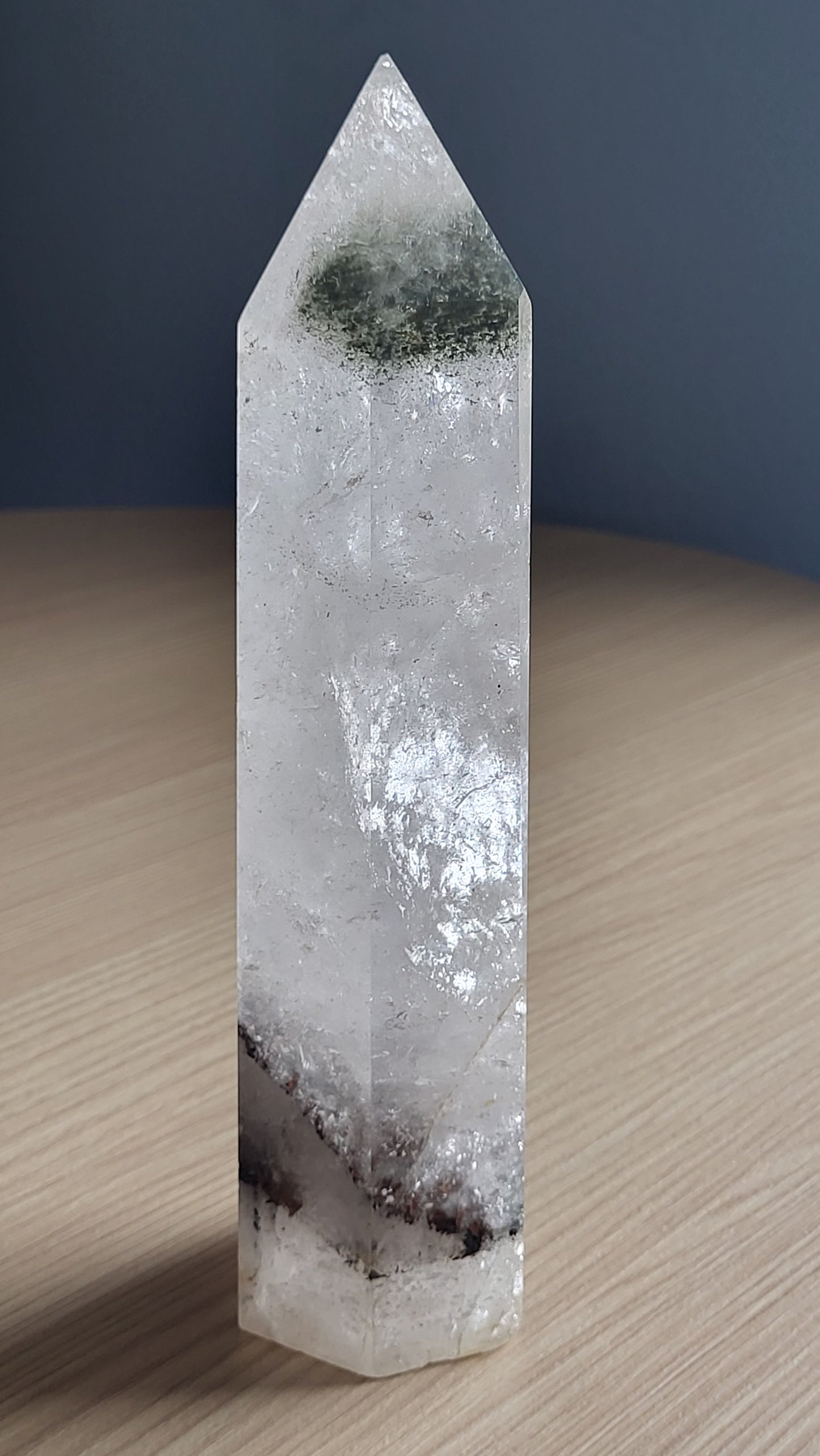 QUARTZ CRYSTAL PHANTOM GREEN CHLORITE WITH RAINBOW INCLUSIONS