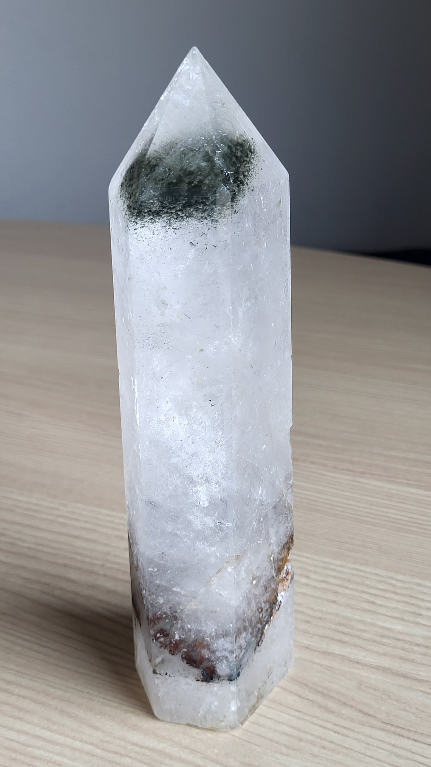 QUARTZ CRYSTAL PHANTOM GREEN CHLORITE WITH RAINBOW INCLUSIONS