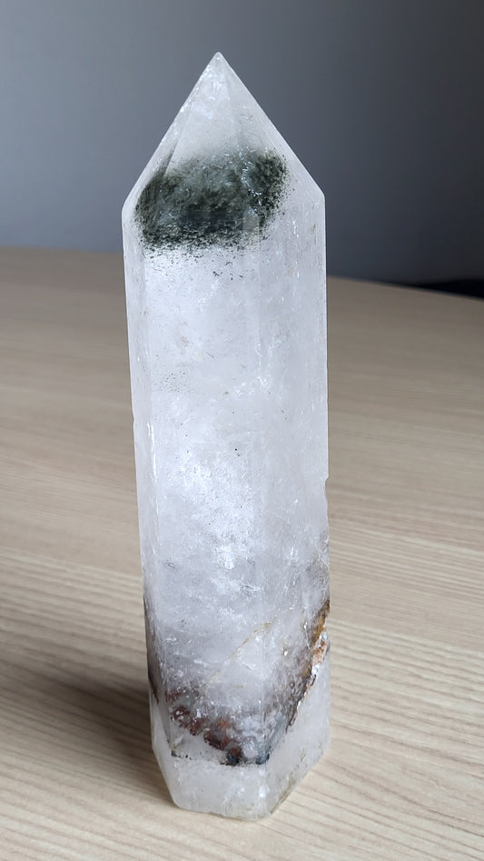 QUARTZ CRYSTAL PHANTOM GREEN CHLORITE WITH RAINBOW INCLUSIONS