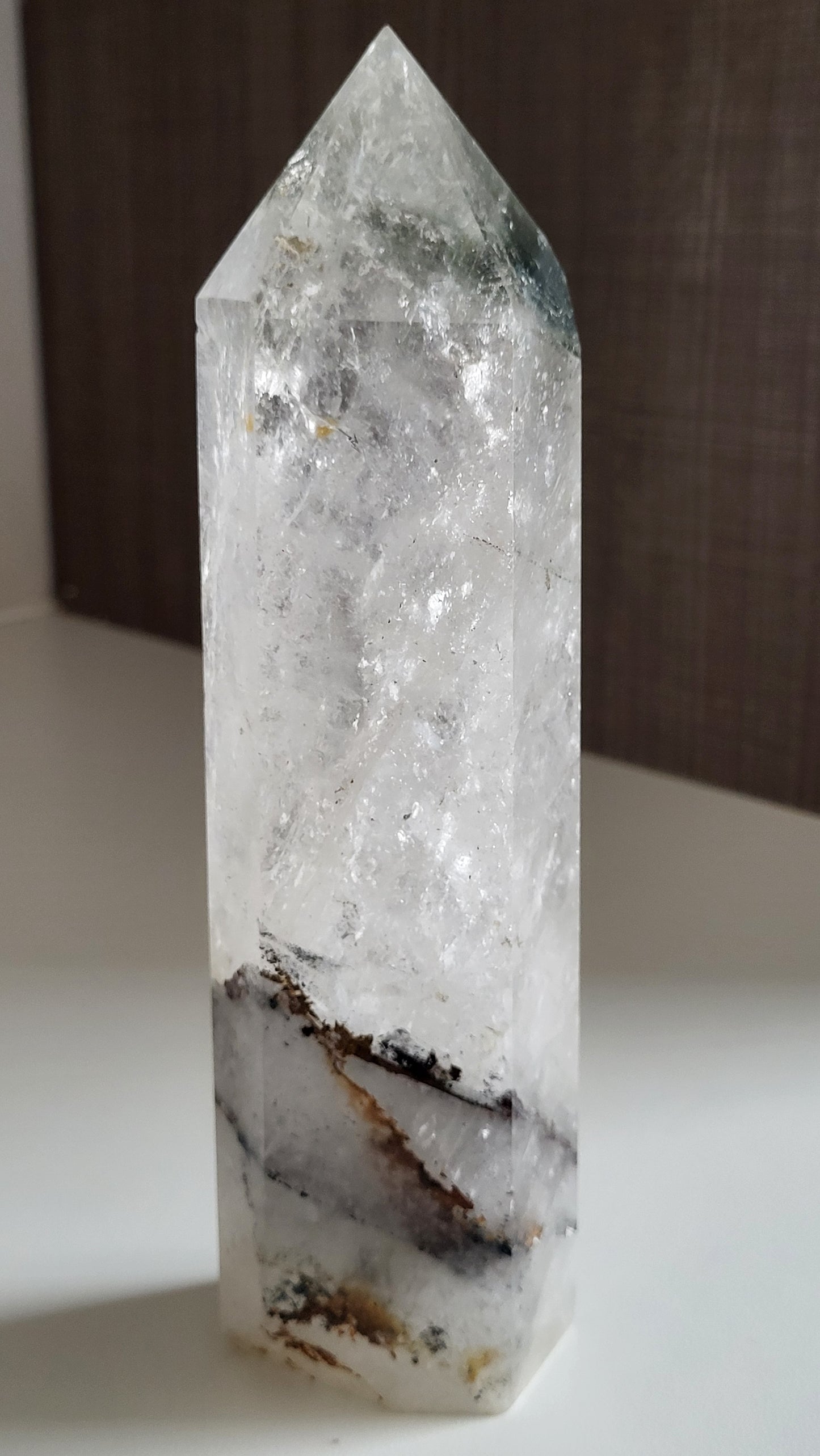 QUARTZ CRYSTAL PHANTOM GREEN CHLORITE WITH RAINBOW INCLUSIONS
