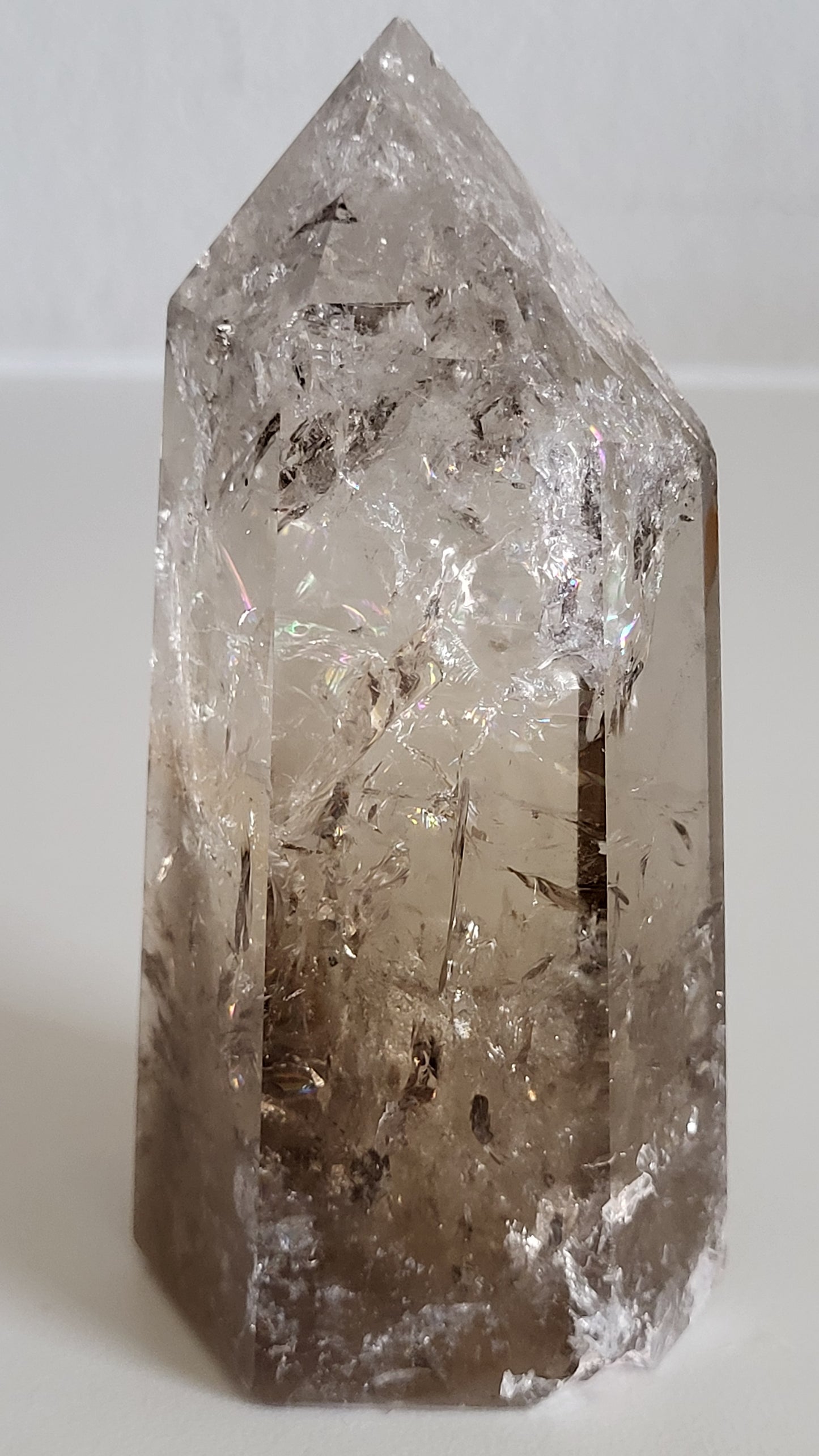 ENCHANTED RAINBOW LIGHT SMOKEY QUARTZ CRYSTAL PILLAR