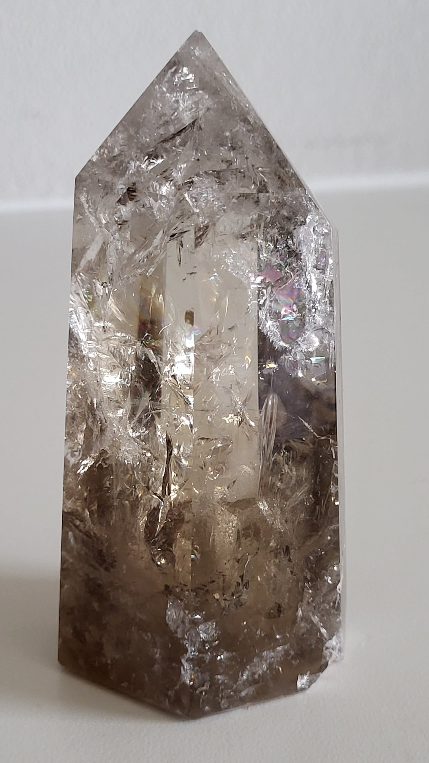 ENCHANTED RAINBOW LIGHT SMOKEY QUARTZ CRYSTAL PILLAR