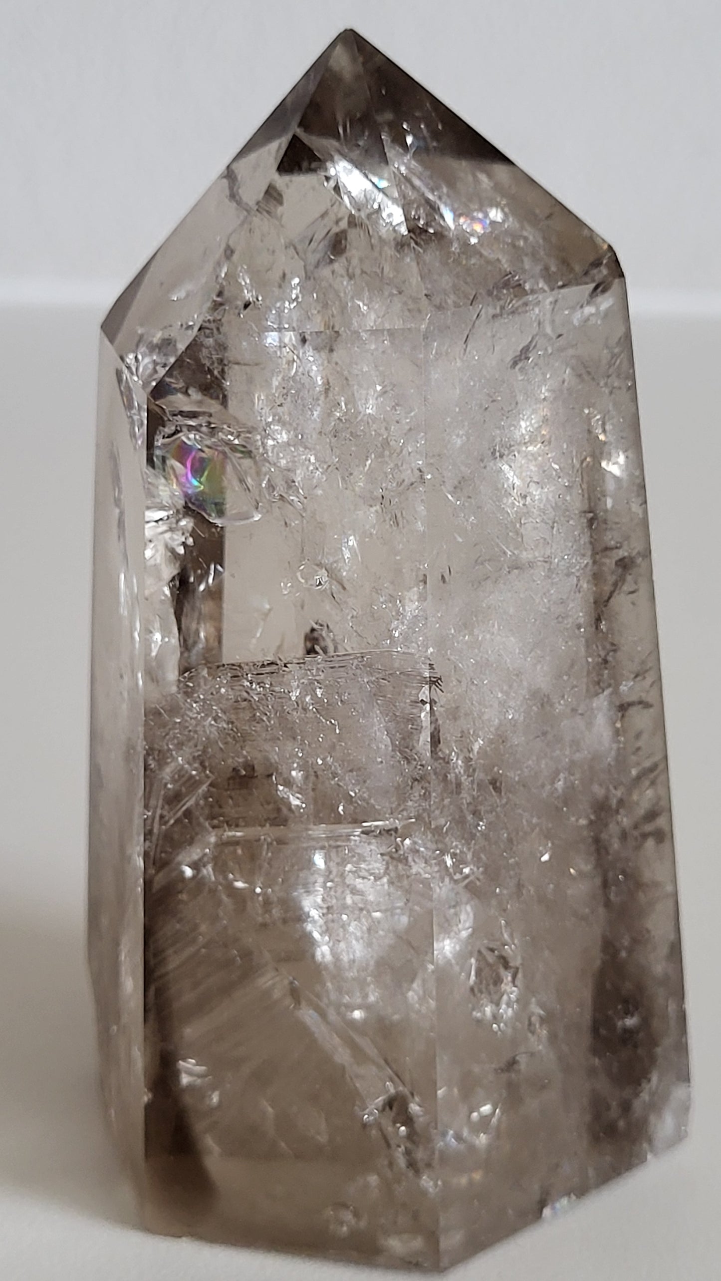 ENCHANTED RAINBOW LIGHT SMOKEY QUARTZ CRYSTAL PILLAR