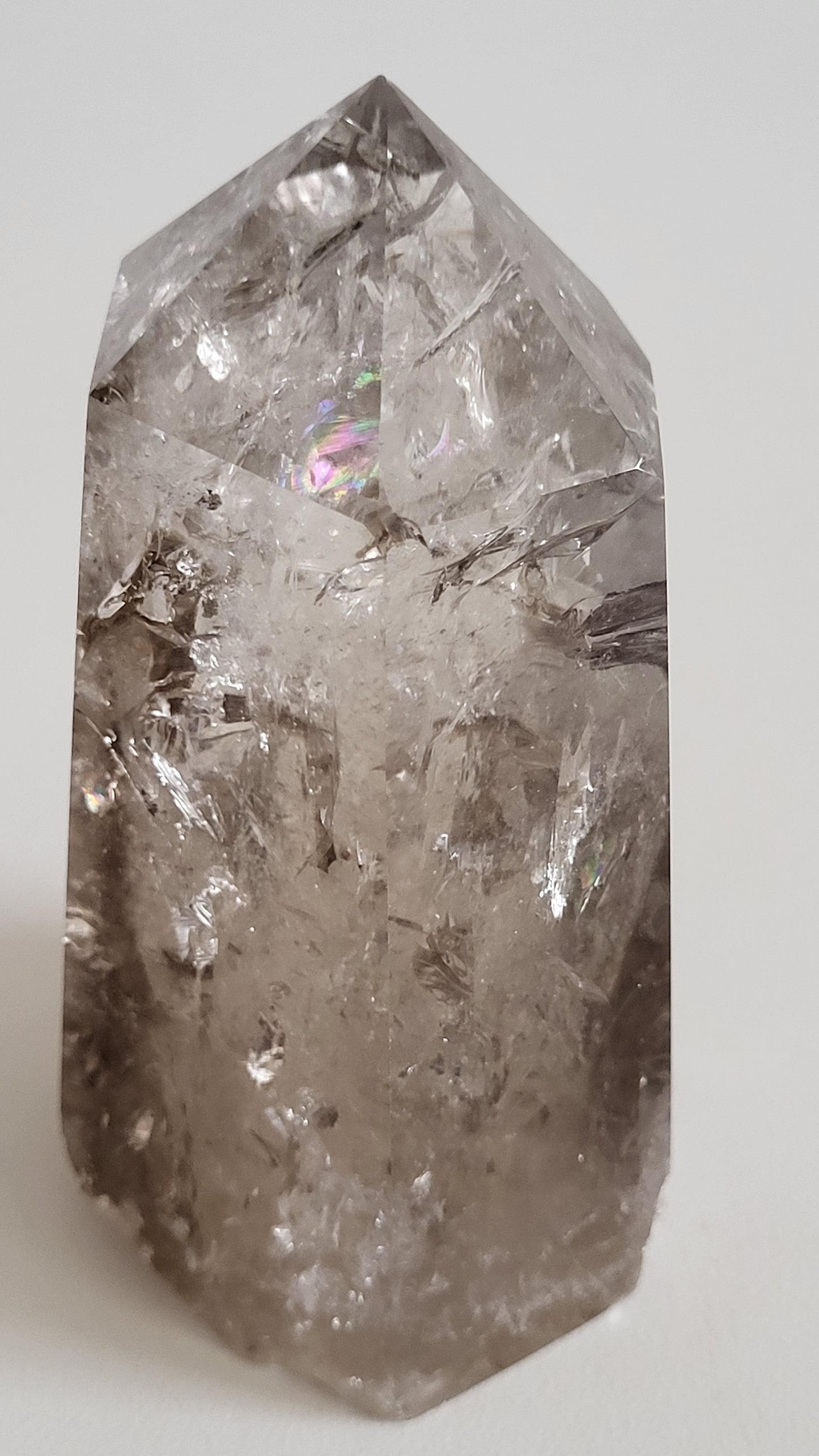 ENCHANTED RAINBOW LIGHT SMOKEY QUARTZ CRYSTAL PILLAR