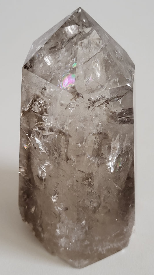ENCHANTED RAINBOW LIGHT SMOKEY QUARTZ CRYSTAL PILLAR