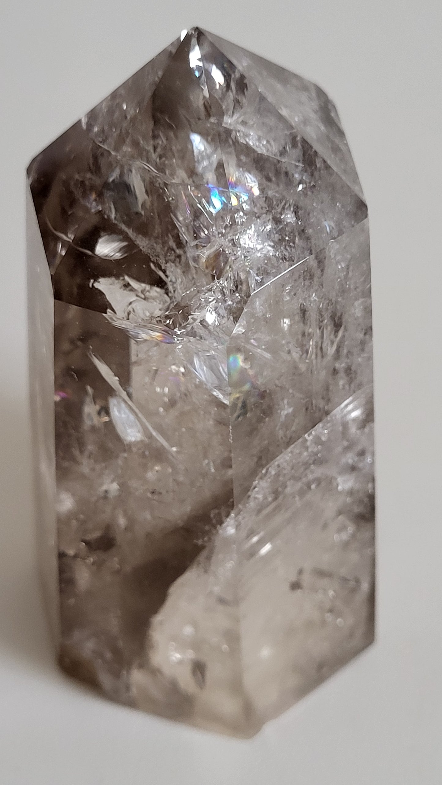 ENCHANTED RAINBOW LIGHT SMOKEY QUARTZ CRYSTAL PILLAR