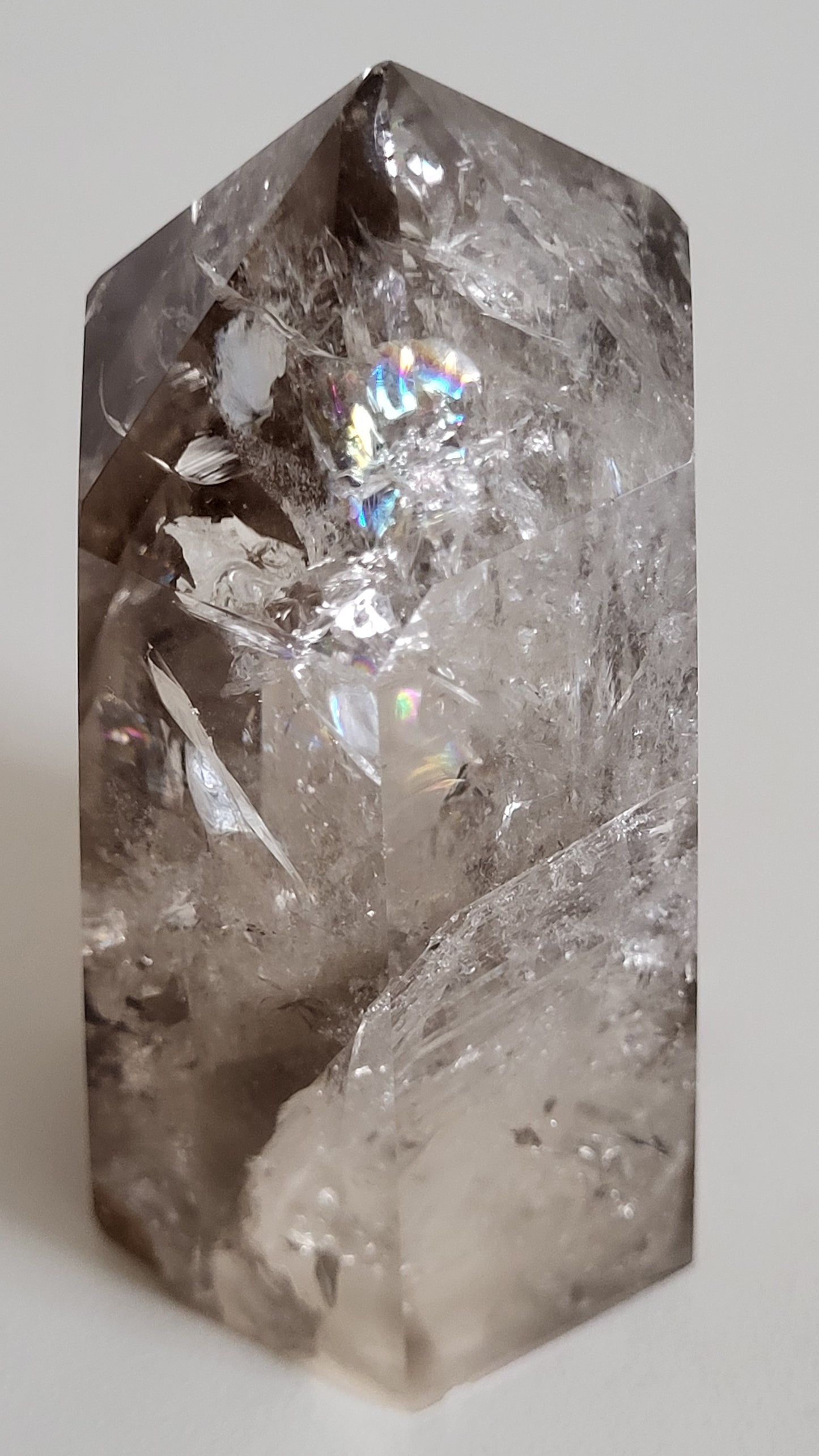 ENCHANTED RAINBOW LIGHT SMOKEY QUARTZ CRYSTAL PILLAR